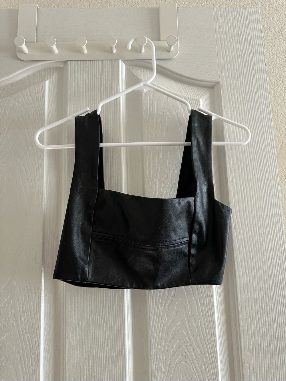 Zara Black Faux Leather Crop Top